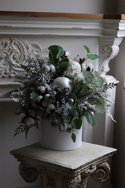 White Winter, biały flowerbox zimowy LED, wys.52cm