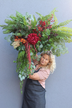 Green Autumn, zielona girlanda dekoracyjna, wym.100x80cm