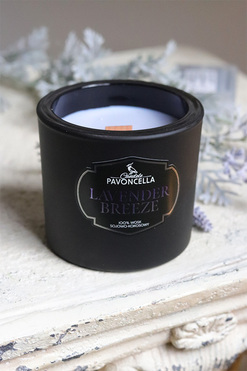 Lavender Breeze, sojowo-kokosowa świeca zapachowa w szkle, czarna, 170g