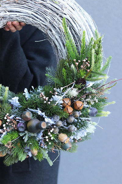 Zimowa Kraina, wysokiej jakości świąteczny wianek, śr.43cm