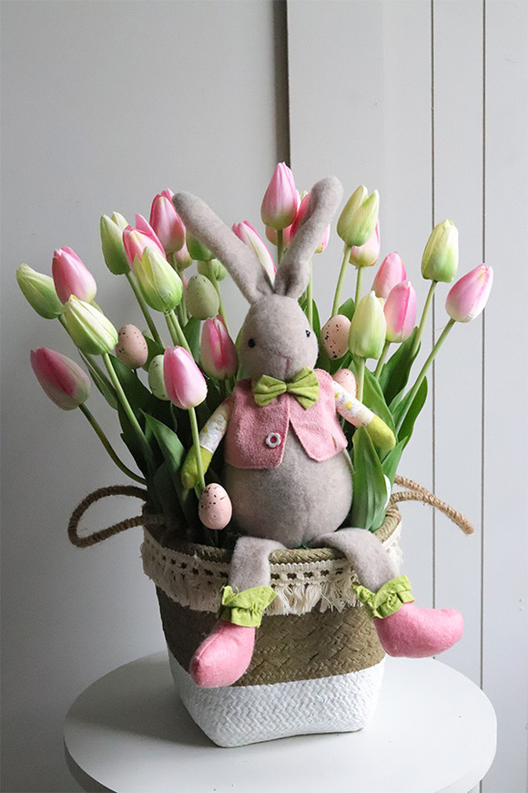 Tulipanowy Król, wiosenny stroik z zajączkiem