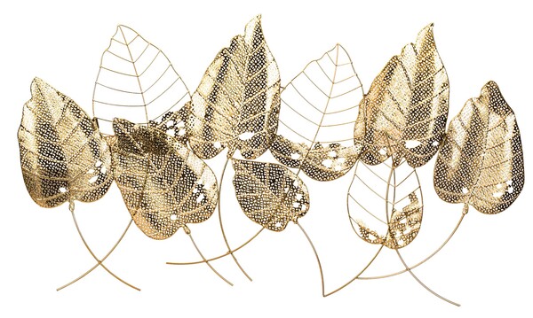 Golden Leaves, decor ścienny z liśćmi, wym. 65x118x3cm 