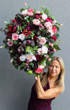 England New, wiązanka nagrobna z jagodami, dł.85cm 