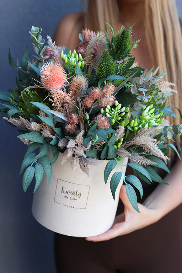 Bohemia Green Velvet, welurowy flowerbox z suszem