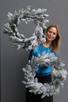 Lodowy, zimowy wianek z ośnieżonych gałązek, śr.52cm