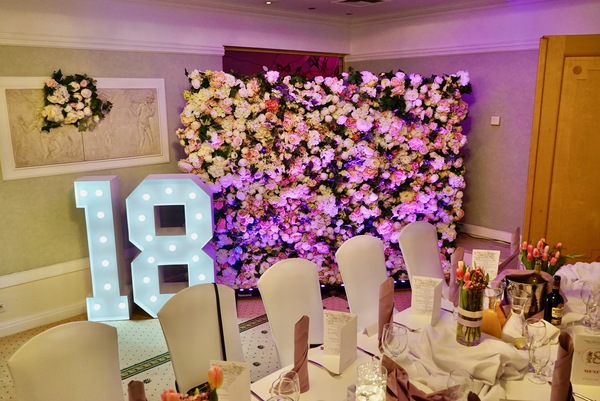 jednostronna ścianka kwiatowa, Maria Antonina wys.2m x szer.3m, wypożyczenie