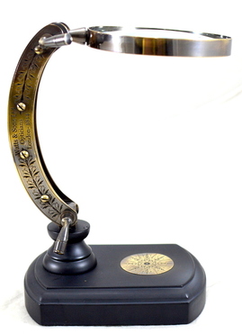 mosiężna Lupa na drewnianej podstawie, wys.22m