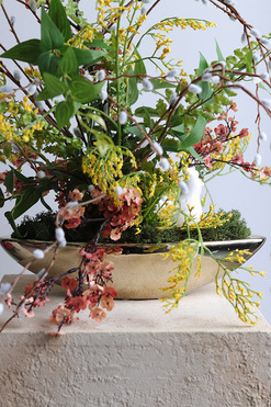 OD RĘKI Haru Gold Laos, stroik wiosenny z kurą, wym.74x49cm 