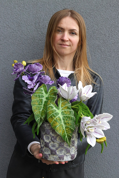 Ristretta Etno, kompozycja kwiatowa z orchideą