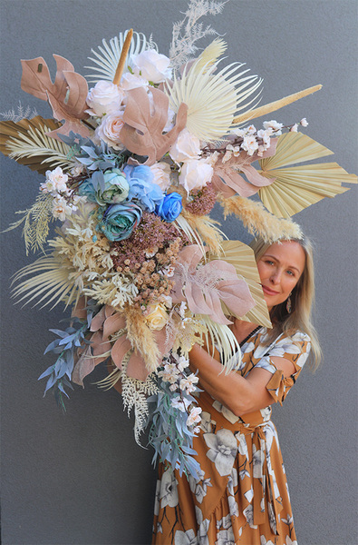 Boho Wedding Blue, girlanda ze sztucznych roślin z suszem