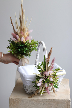 Easter, komplet dekoracji wielkanocnych. koszyczek & palemka, wys.24/45cm