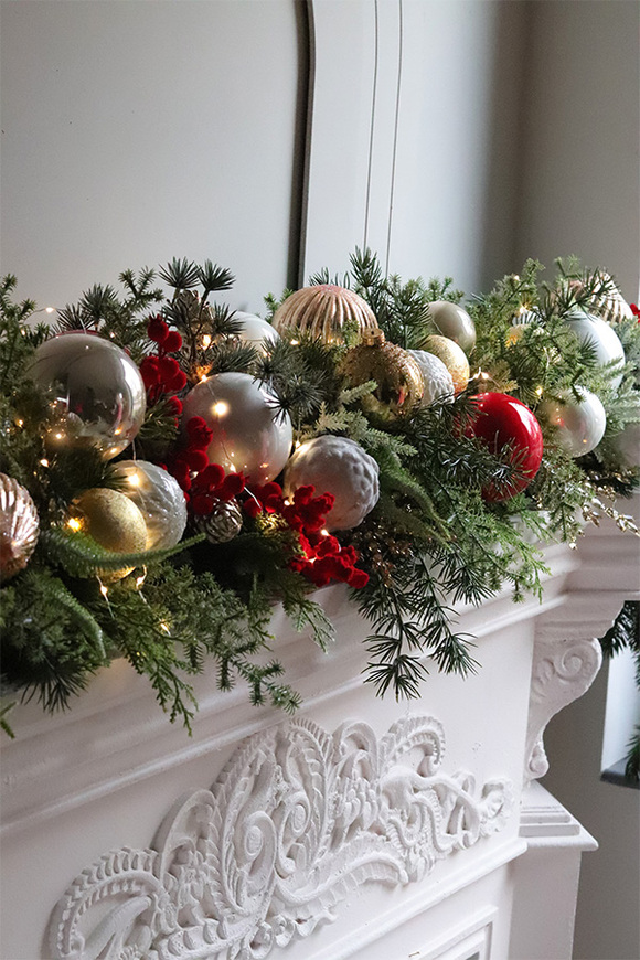 Red&Gold, świąteczna girlanda na kominek