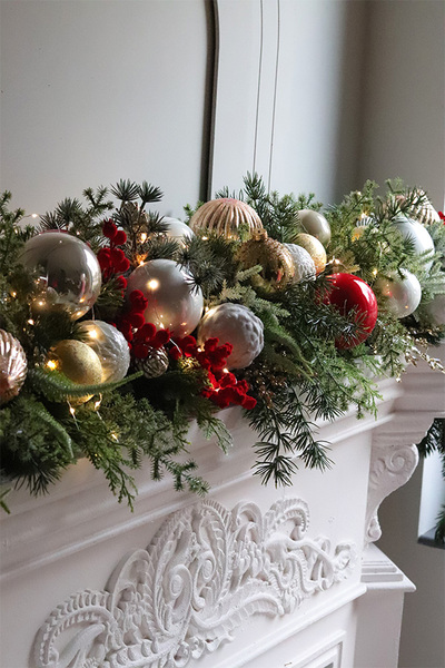 Red&Gold, świąteczna girlanda na kominek