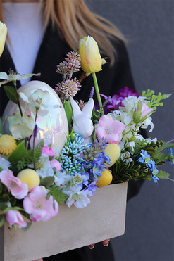 Easter Egg Concrete, stroik wielkanocny z zajączkiem, wym.34x40cm