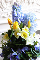 Hiacynty & Bratki, wiosenna dekoracja w skrzynce, wys.45cm