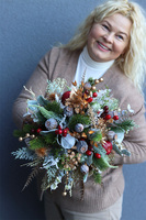 Gold Christmas, świąteczny stroik kompozycja w złotym wazonie