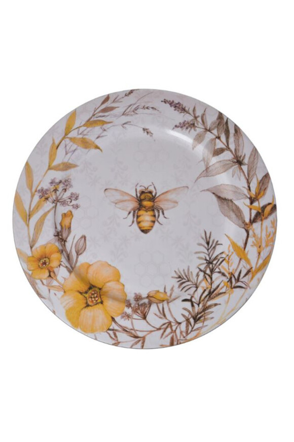 Pszczoła, ozdobny podtalerz w ciepłej kolorystyce, śr.33cm