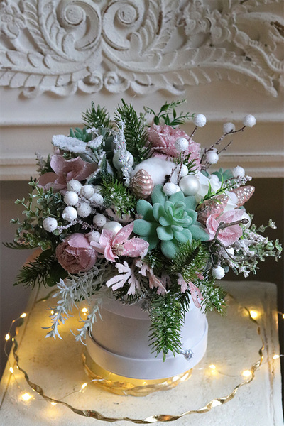 Pastelove Love, welurowy flowerbox świąteczny