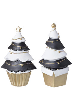 Xmas Glamour, świąteczna figurka choinka, kpl.2szt, wys.14.5cm