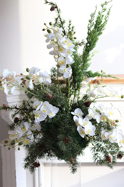 Zimowa Orchidea, dekoracja w szklanym wazonie