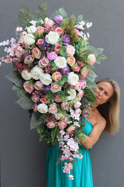 Hefadia, duża wiązanka nagrobna, dł.120cm 