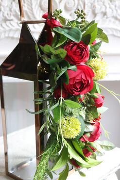 Angelo Garden Red, lampion nagrobny z kwiatami, wys.53cm 
