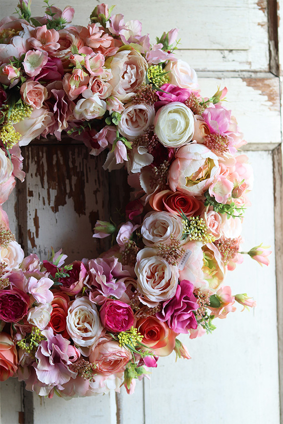 Grestina, pastelowy wianek na Twoje drzwi, śr.50cm  