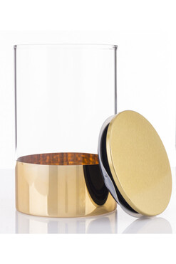 Marie Gold B, dekoracyjny pojemnik z pokrywką, wym.16.5x10cm 