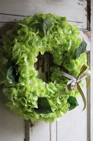 bogaty wianek z zielonych hortensji, Zielona Kraina, śr.40cm 