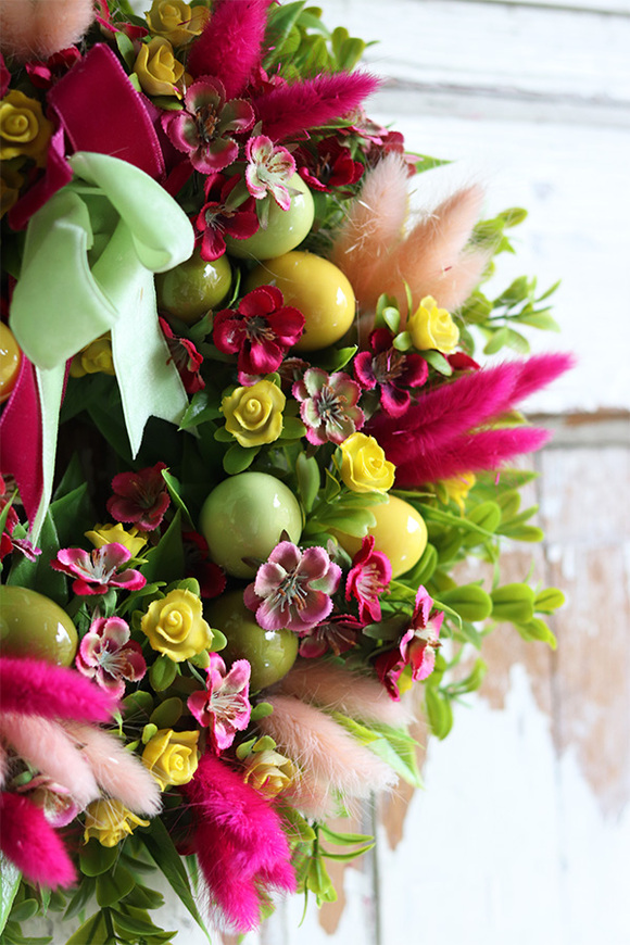 Hefru, wielkanocny wianek z kolorowymi jajkami, śr.25cm