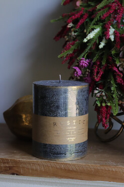 Rustic Patin, czarna świeca walec, gruby, wys.11.5cm