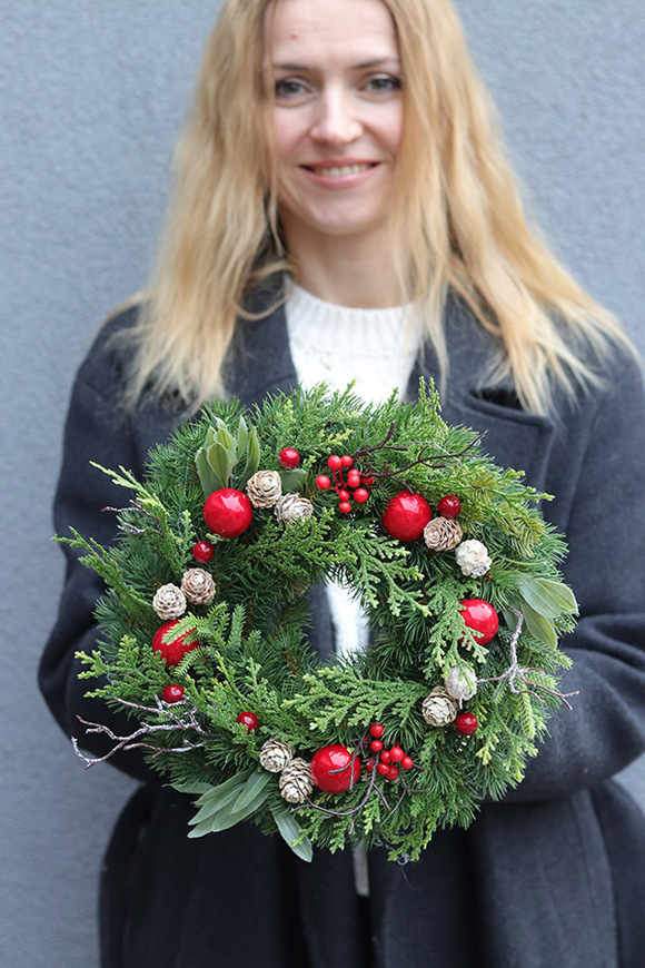 Santa Claus A, ponadczasowy świąteczny wianek, śr.28cm