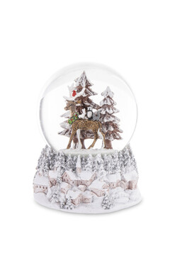 Renifer i Przyjaciele, świąteczna kula śnieżna pozytywka, wys.13.5cm