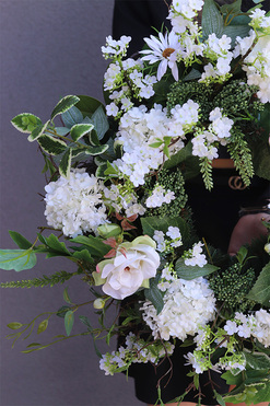 OD RĘKI Biały Dom, wianek komunijny z białych kwiatów, śr.46cm