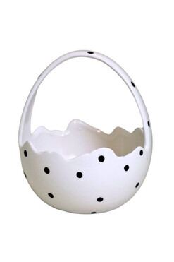 Black Easter, ceramiczny koszyczek naczynie, biały, wym.18x15cm