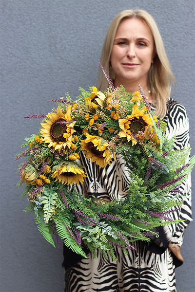 Sunflowers, asymetryczny jesienny wianek, śr.45cm