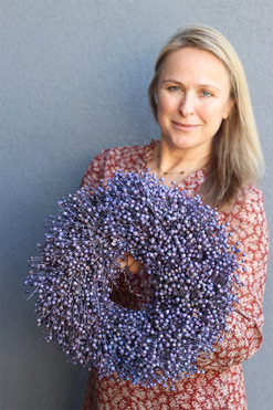 Ludowy Len, dekoracyjny wianek z suszu stabilizowanego, fioletowy, śr.33cm 