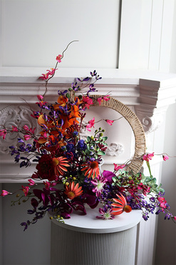 Dominikana, asymetryczny wianek z egzotyczną dekoracją, rozp.80/90cm