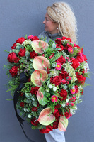 bogata wiązanka nagrobna, Serce Gruno, wym.60x58cm