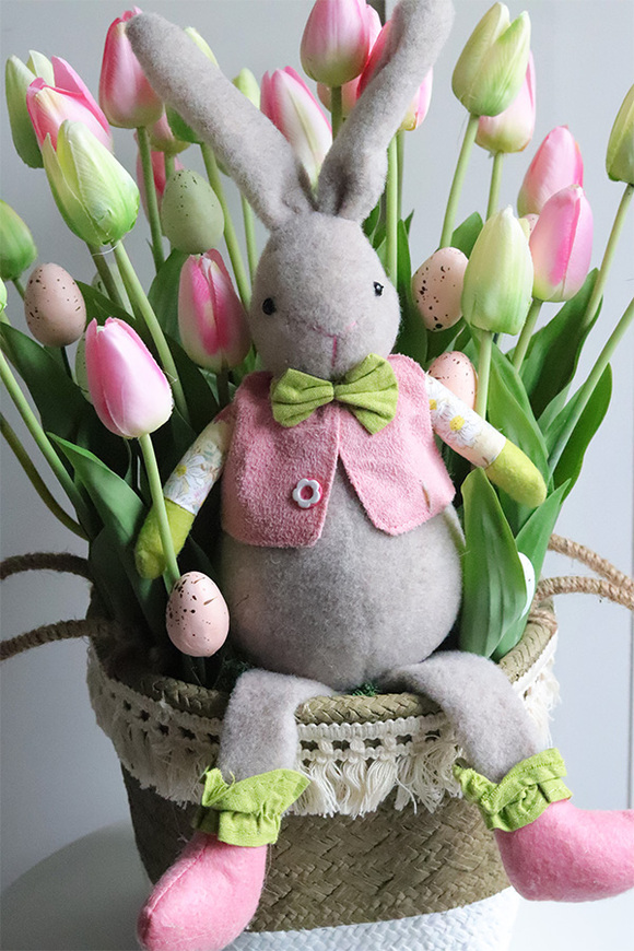 Tulipanowy Król, wiosenny stroik z zajączkiem