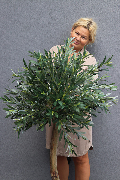 Oliwka Ares Blue, sztuczne drzewko w kobaltowej donicy