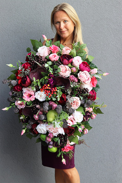 England New, wiązanka nagrobna z jagodami, dł.85cm 