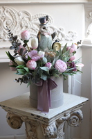 Mądra Sowa, flowerbox welurowy z figurką