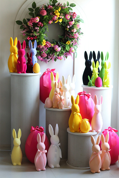 OD RĘKI Bunny the Star, figurka wielkanocna zajączek, różowy, wys.41.5cm