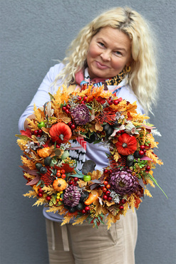 Velvet Fall, jesienny wianek z dyniami, śr.45cm