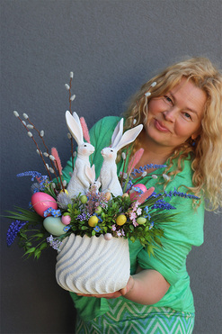 OD RĘKI Moko Easter Pastelle New, stroik wielkanocny na stół, wym.47x40cm