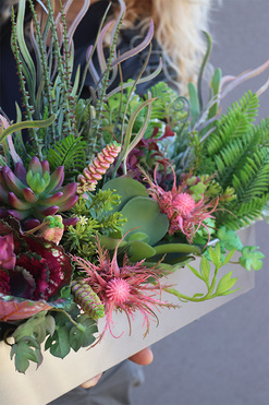 Longia Isolda Steel, sukulenty w stalowej donicy, wys.41cm