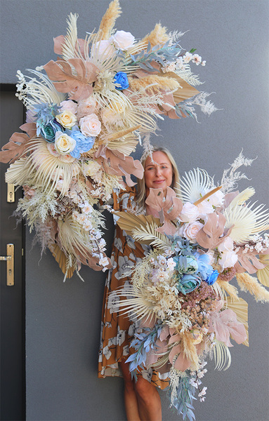 Boho Wedding Blue, girlanda ze sztucznych roślin z suszem