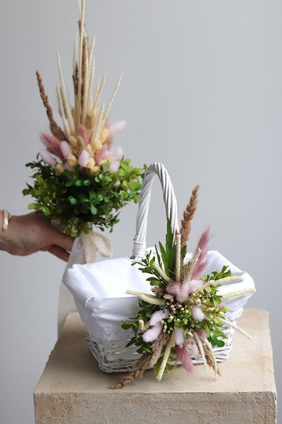 Easter, komplet dekoracji wielkanocnych. koszyczek & palemka, wys.26/48cm