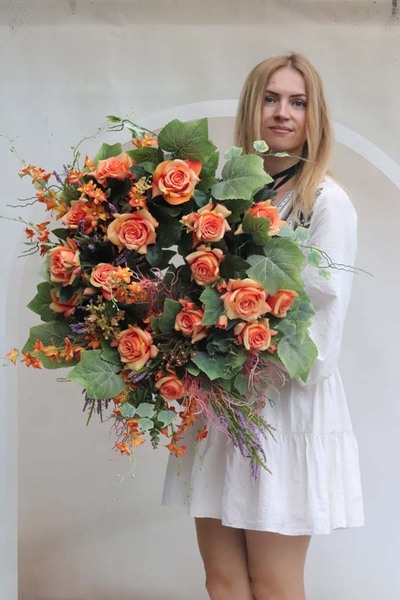 Oranhia, komplet dekoracji nagrobnych, wieniec+bukiet 